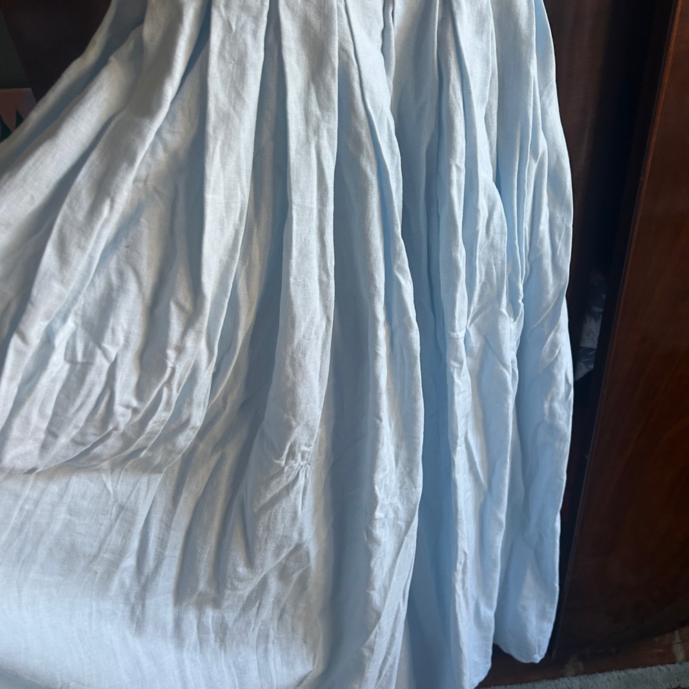 Lelasilk Pale Aqua full linen Maxi Dress - Picture 3 of 9